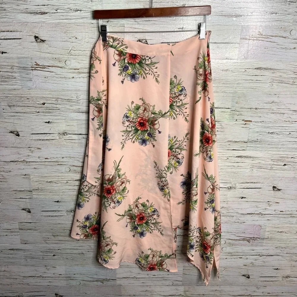 Topshop tall size 6 pink floral midi  skirt